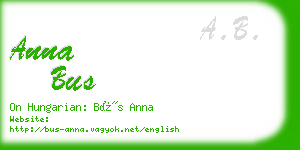 anna bus business card